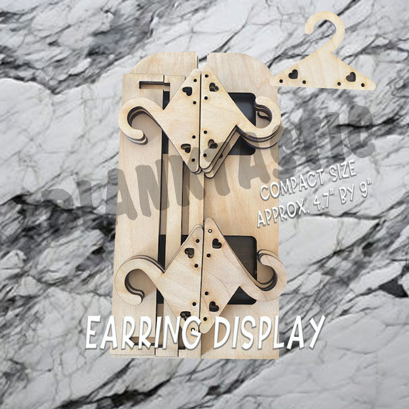 Earring Display with 10 Wood Earring Hangers