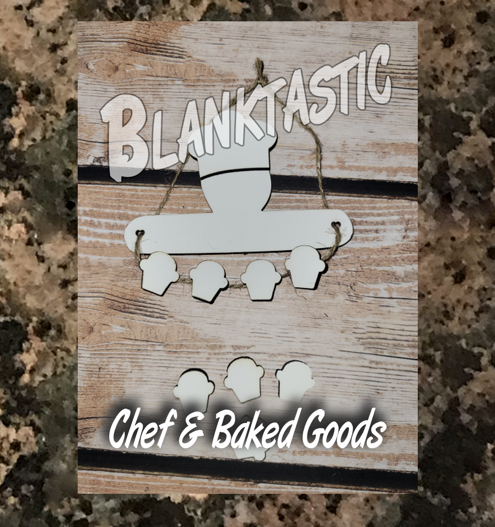 Chef and set of 6 Baked Goods Holiday Ornament or Wall Decor