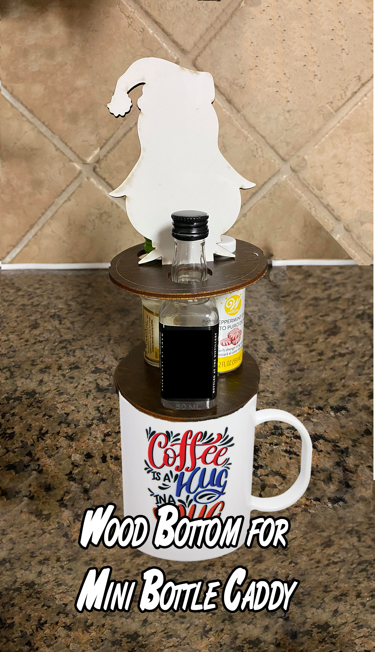 Wood Mini Bottle Caddy Mug Bottoms ONLY******BOTTLES NOT INCLUDED****** As Seen on the Sassy Subber