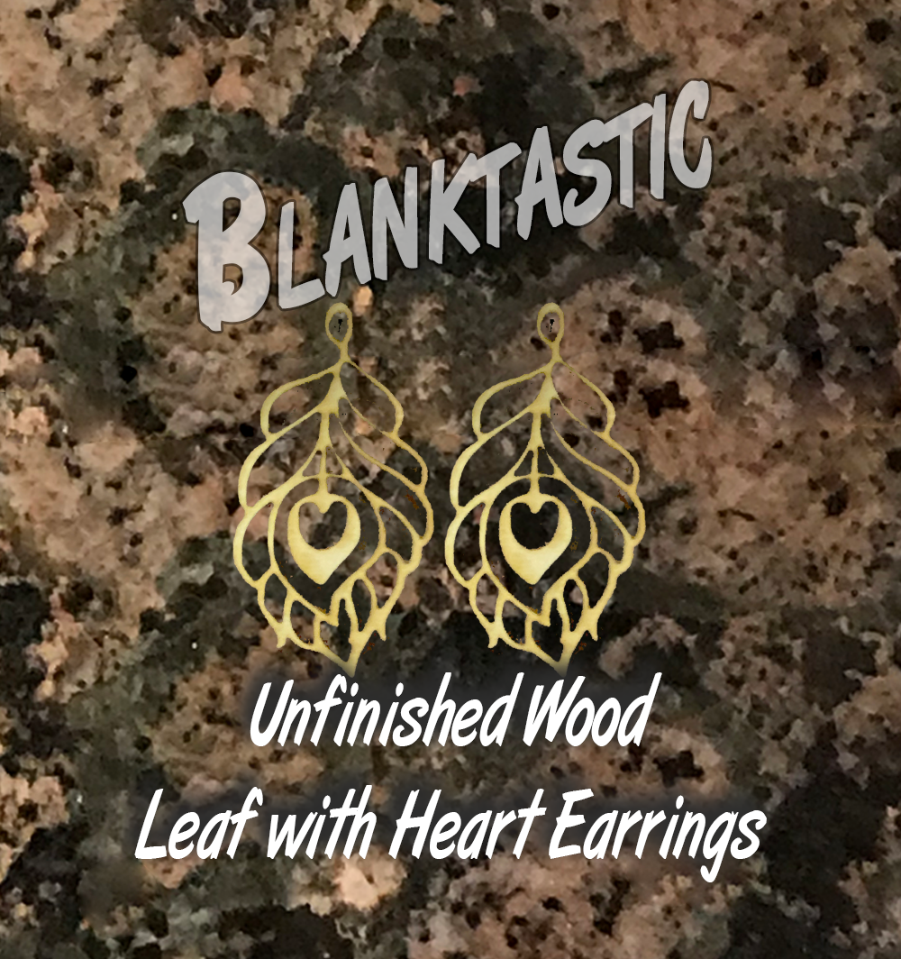 1/8" Wood Earrings - Leaf With Heart