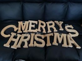 Merry Christmas Plain Wood Letters