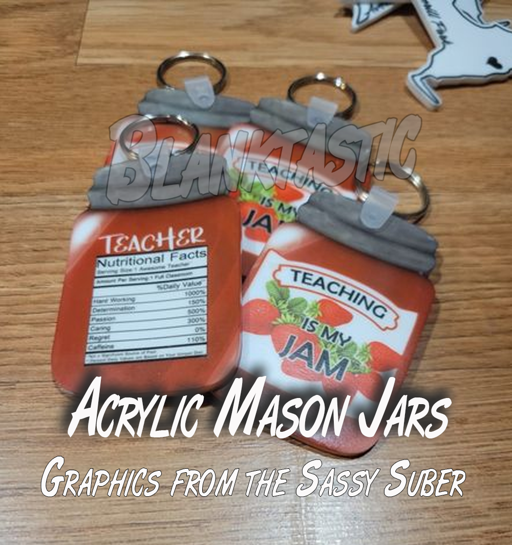 Set of 10 - Mason Jar Acrylic Tag Keychain