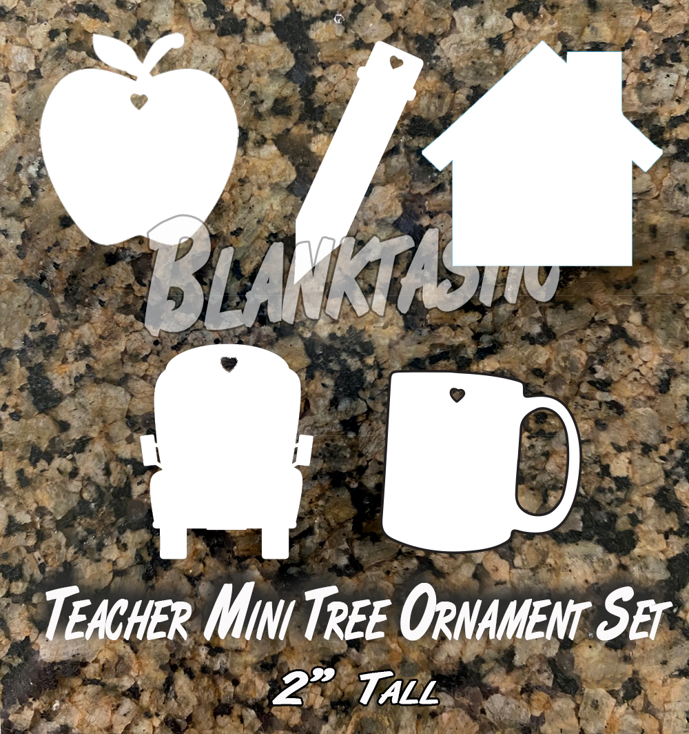 Mini Tree Set of 5 Teacher Ornaments