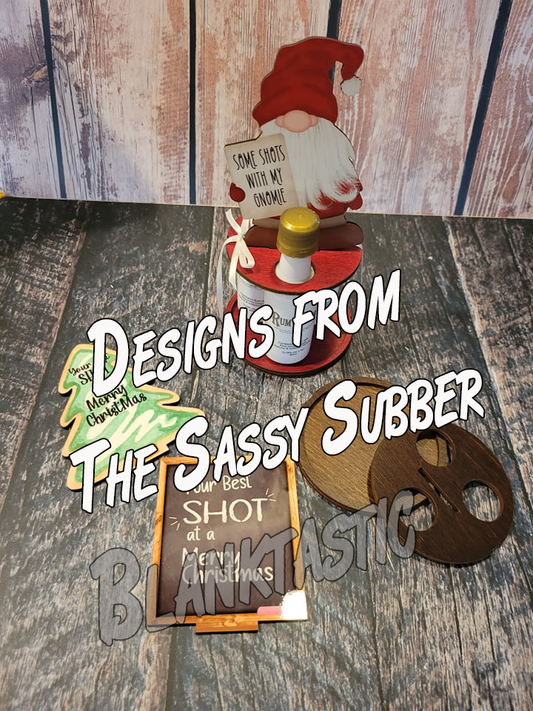 Wood Mini Bottle Caddy With Sublimation Topper ******BOTTLES NOT INCLUDED****** As Seen on the Sassy Subber