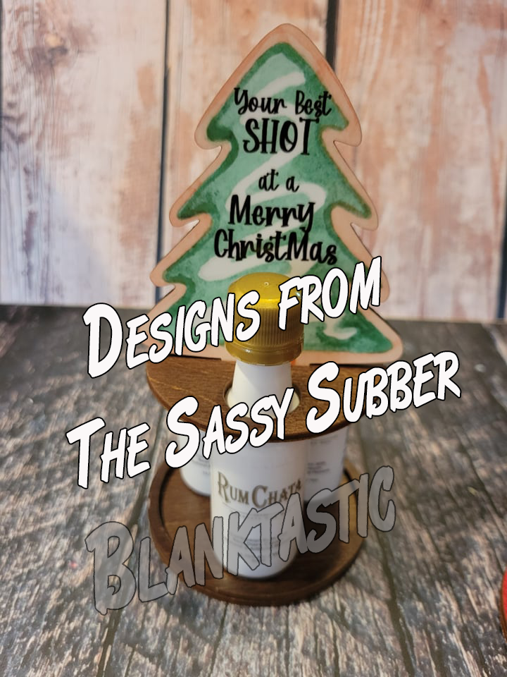 Wood Mini Bottle Caddy With Sublimation Topper ******BOTTLES NOT INCLUDED****** As Seen on the Sassy Subber
